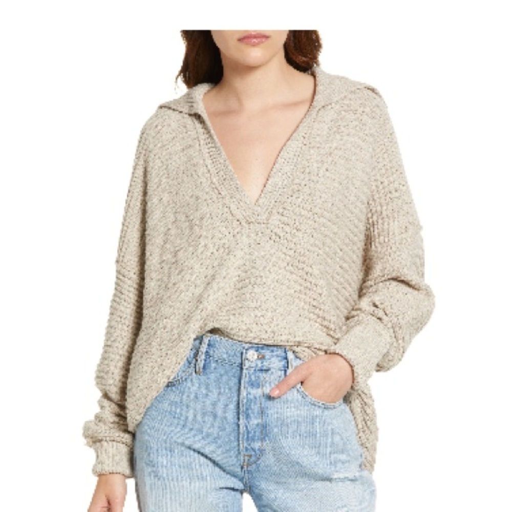 Free People Marlie Pullover Sweater in Pebble Size Small